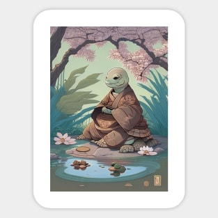 Meditating Turtle Monk Sticker